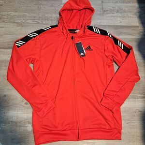 Adidas Basketball Club Men's Red Zip Hoodie Large Athletic Jacket Climalite NWT